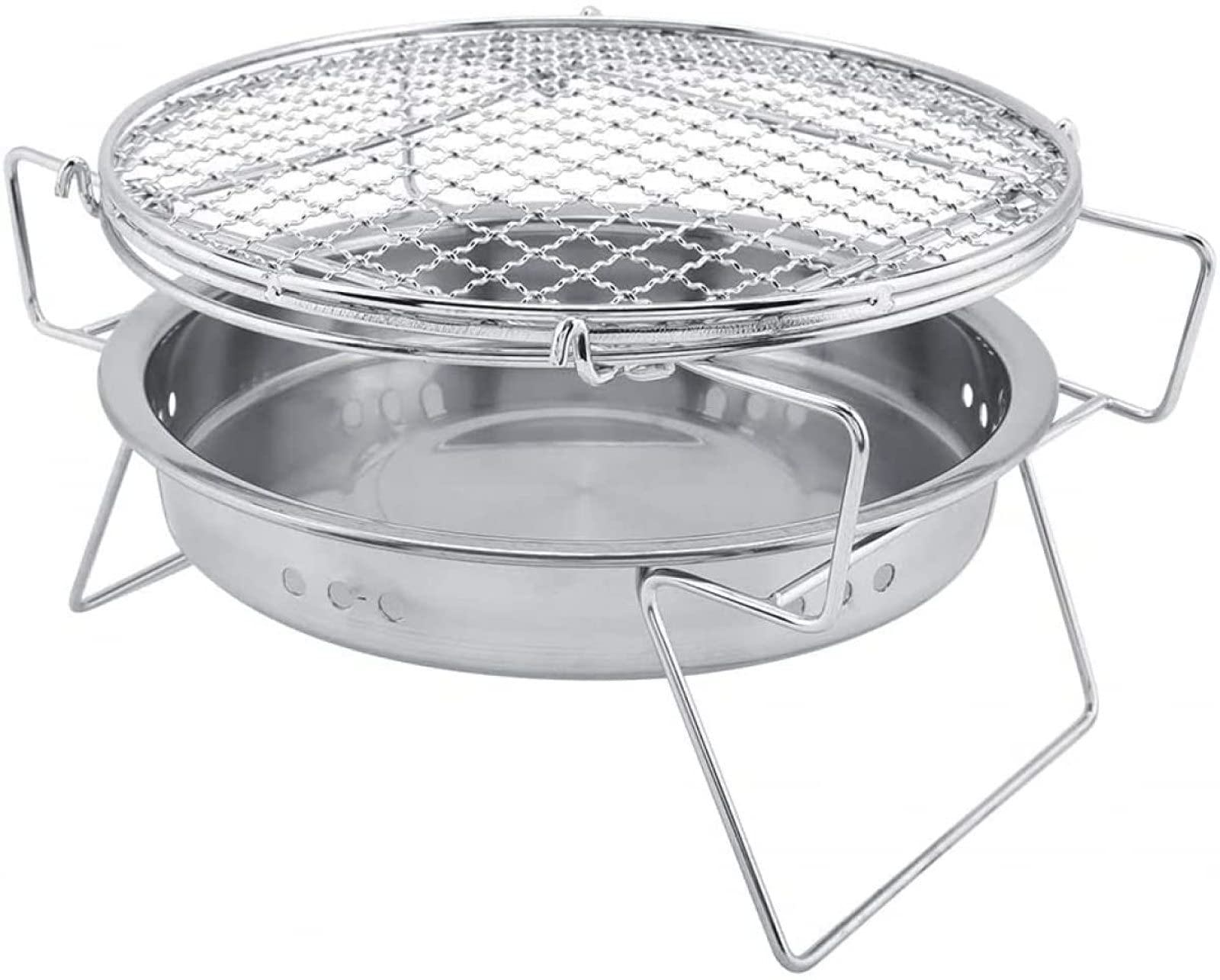 Griglia per Barbecue a Carbone Multifunzionale, Griglia per Barbecue Coreana per Uso Domestico, Fornello da Campeggio Portatile, Griglia affumicatrice da Tavolo, Acciaio Inox