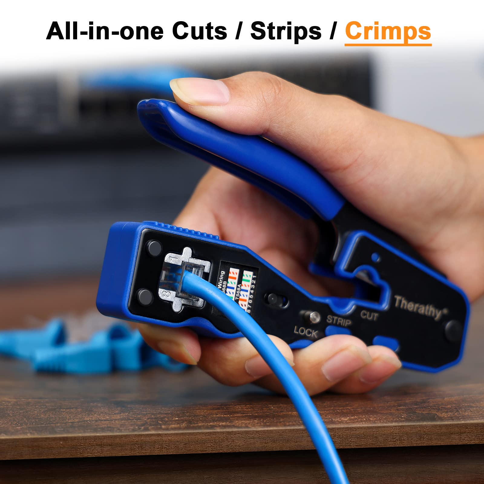 Kit de crimpado RJ45 para pasar a través de Ethernet RJ45, kit de herramientas de crimpado Cat5e Cat6
