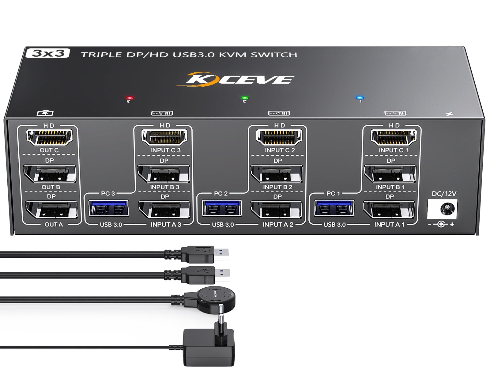 Commutateur KVM USB 3.0 3 Moniteurs 3 Ordinateurs, YOUTINGHDAV Switch KVM triple moniteur 2 Displayport + HDMI, Commutateur KVM 8K@60Hz 4K@144 Hz, Switch KVM HDMI DP pour 3 PC Partagez Souris