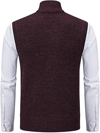 Mens Zip Up Sweater Vest Ribbed Knit Textured Sweaters