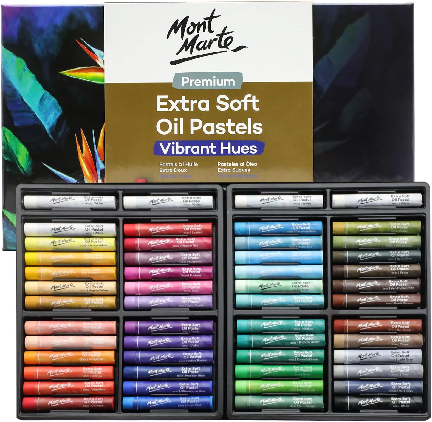 Mont Marte Extra Soft Oil Pastels 52pc, Assorted Bright Colours