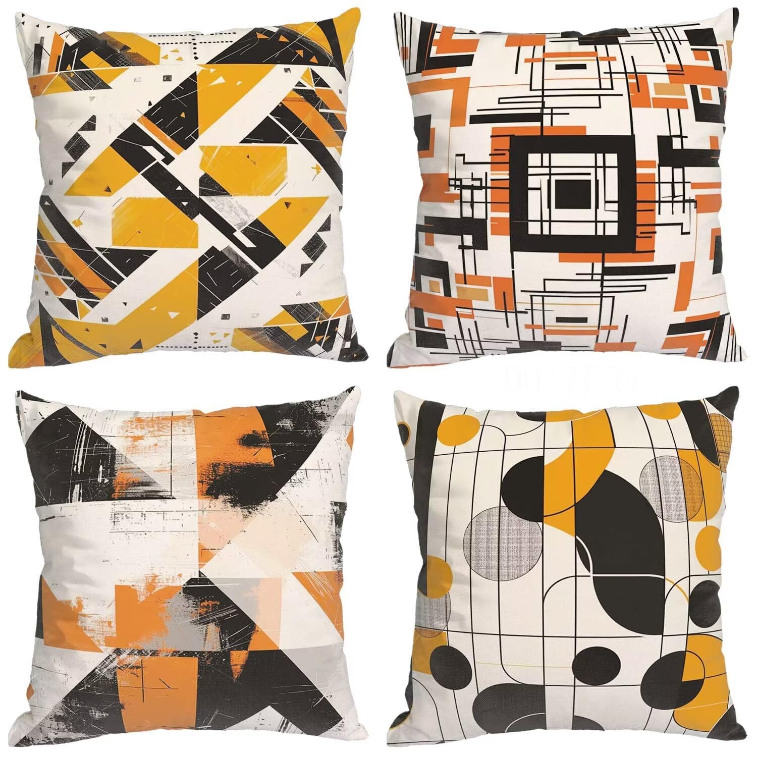 Housse de coussin 50x50 canapé lot de 4 taie oreiller jaune décoration maison