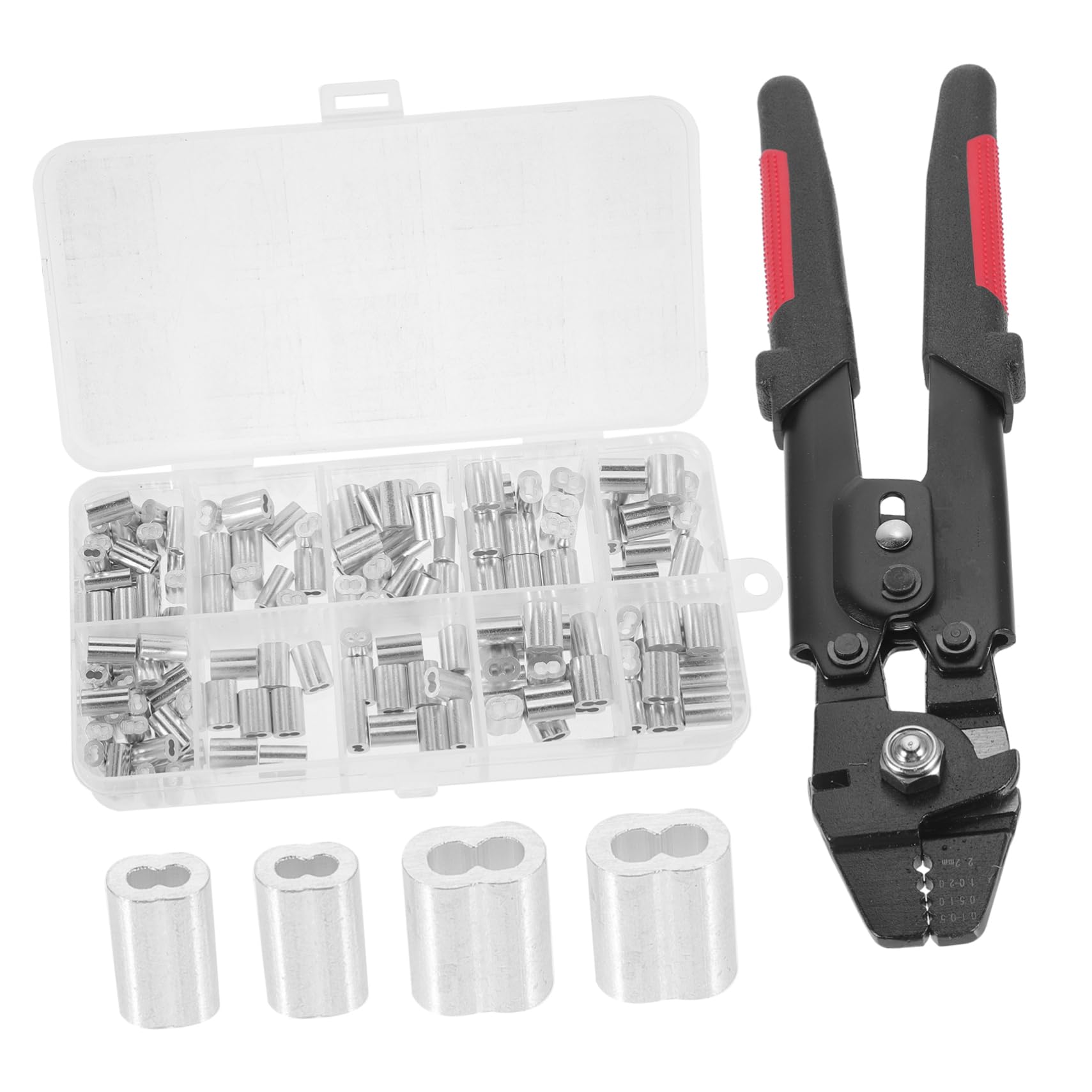 Mikinona Pince à Sertir Câble Inox Portable avec Kit Manchons Aluminium Outil Crimper Fil Acier Multifonction pour Câblage Électrique