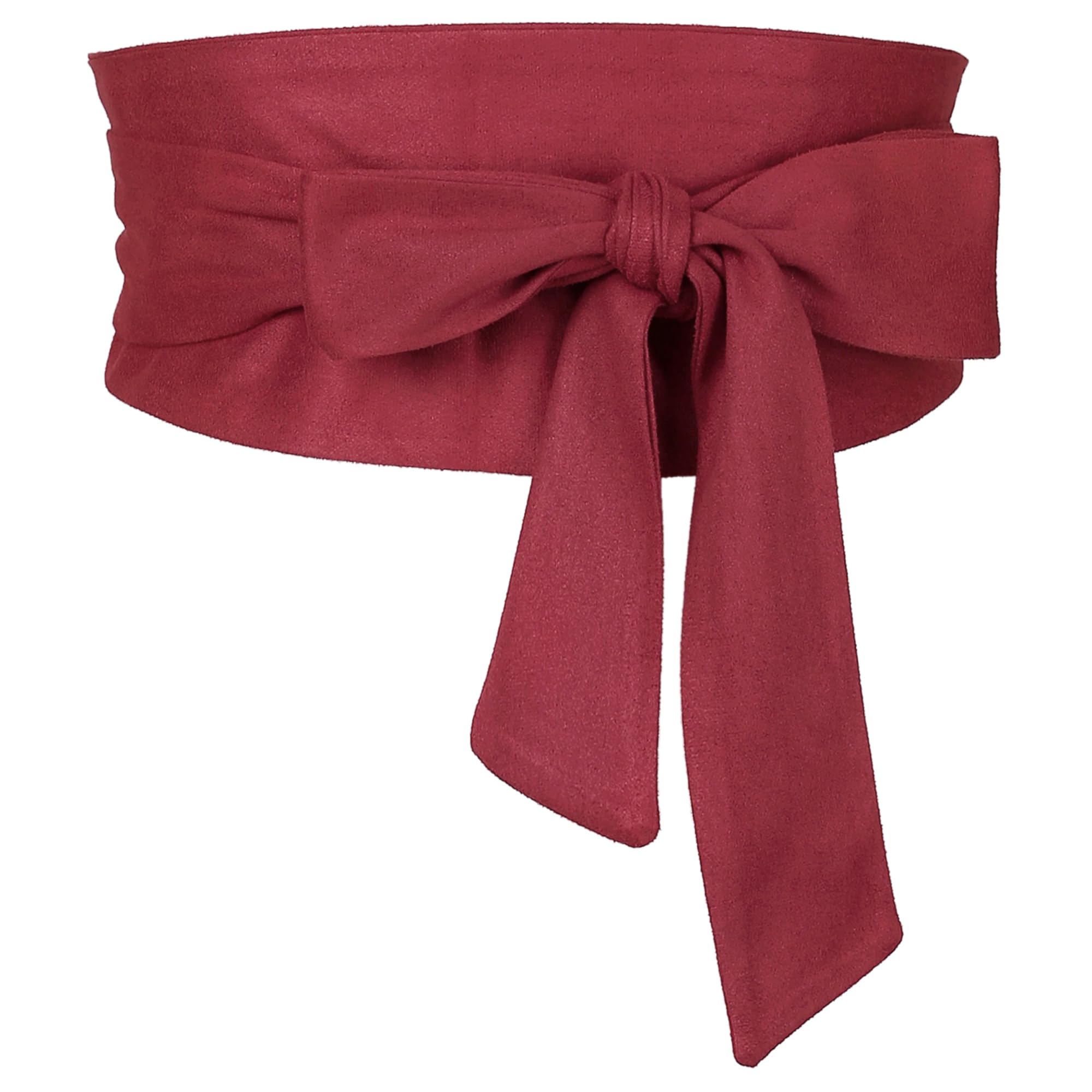 Elerevyo Women Plus Size Solid Obi Belt, Bowknot Self Tie Wrap Wide Sash Waistband Belt for Dress Red 56-82cm/22.05-32.28"