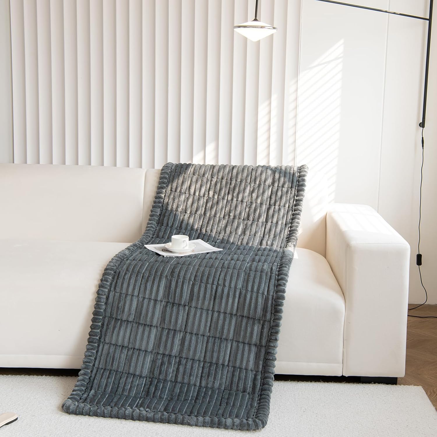 New Thick Sofa Covers Washable - Soft Corduroy Universal Sofa Cover 2 3 4 Seater, Non-Slip Couch Cover, Couch Seat Covers Sofa Slipcovers Furniture Protector for Living Room (Dark Grey, 70x210cm)