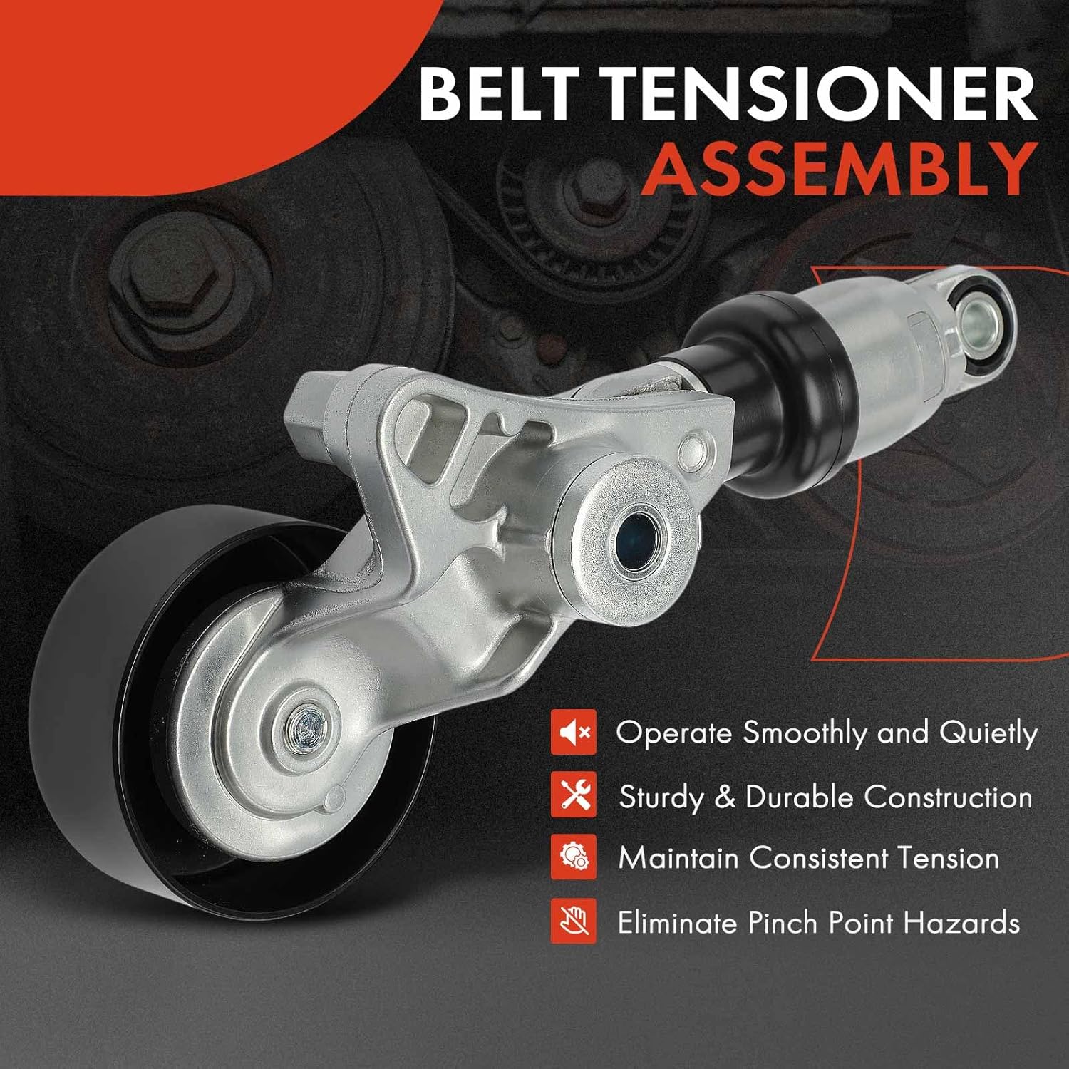 A-Premium Belt Tensioner Assembly with Pulley Compatible with Honda Accord 2013-2017, Crosstour 2013-2015, 3.5L & Acura MDX 2014-2016, RDX 2016-2018, TLX 2015-2020, RLX 2014-2020, 3.5L