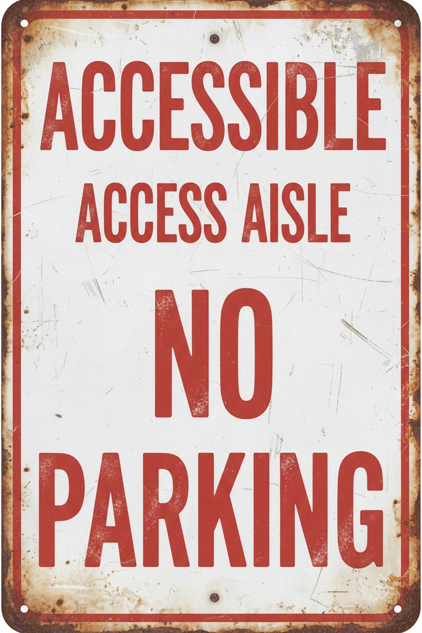 Wall Decor Handicap Access Aisle - No Parking Metal Sign 8x12Inch Clear Signage For S, Fences Vintage Signs Aluminum Plates Printed