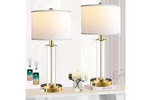 Elegant Gold and White Lamp, Set of 2