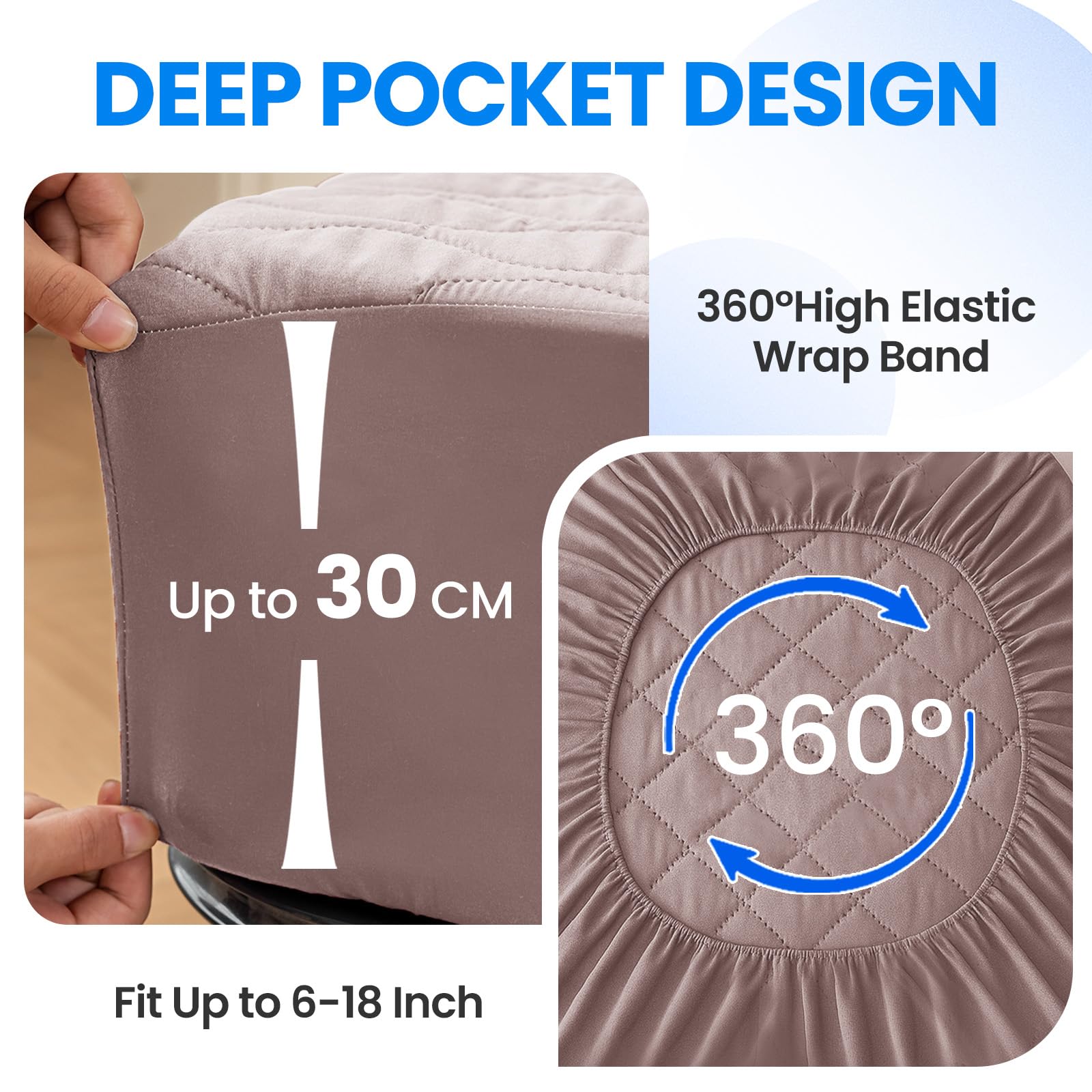 Ystyle Protege Matelas Impermeable 140x200cm Matelassé - Bonnet Jusqu'À 30cm avec Élastique Tout Autour - Protège Matelas Bruit Housses - Anti-Acariens Et Respirant, Soja