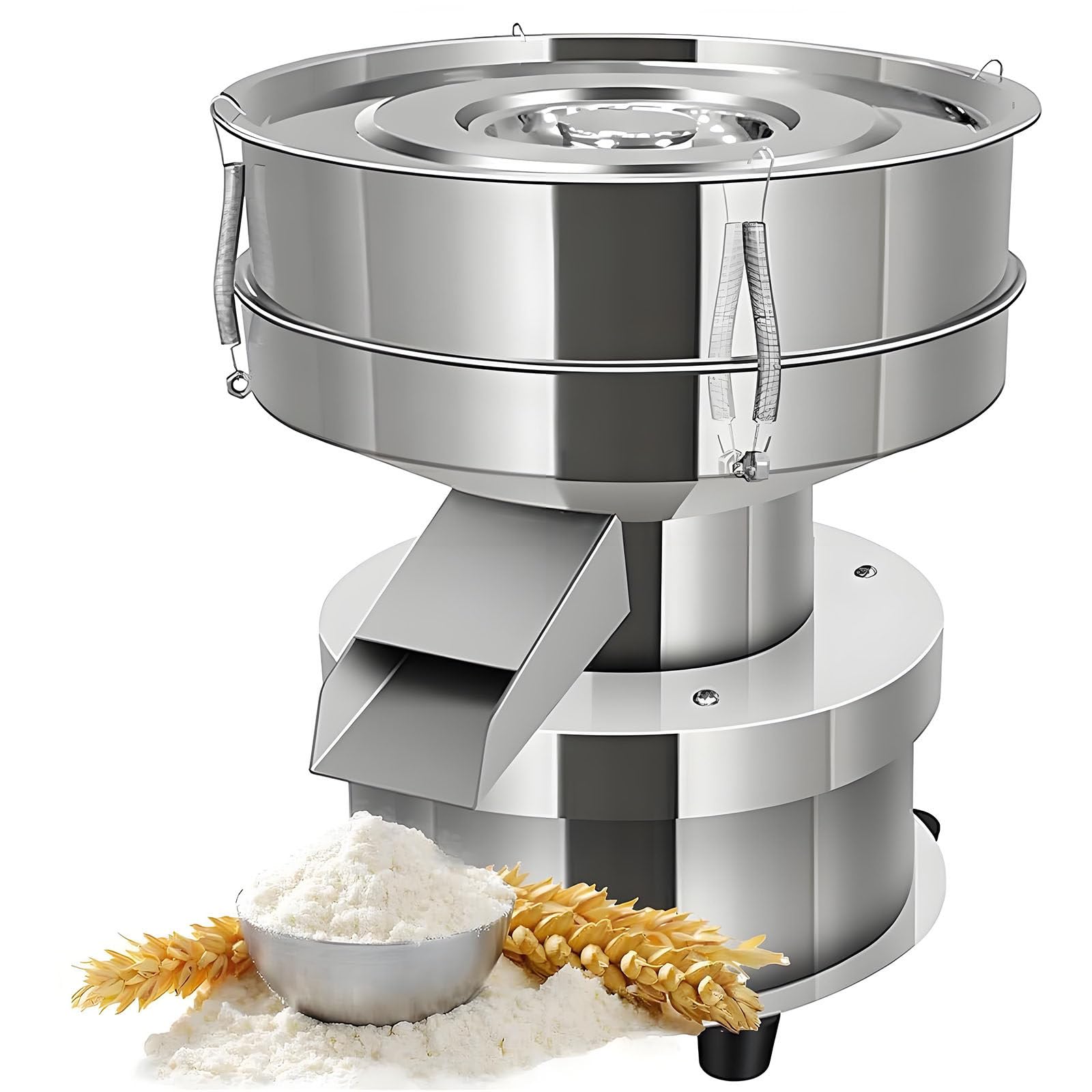 Electric Vibrating Sifter,Commercial Electric Sifter Shaker Machine,304 Stainless Steel Lab Sieve Shaker Vibrating Screen,with 40-200 Mesh Sieve Screen,for Baking Flour Powders,15cm-140mesh