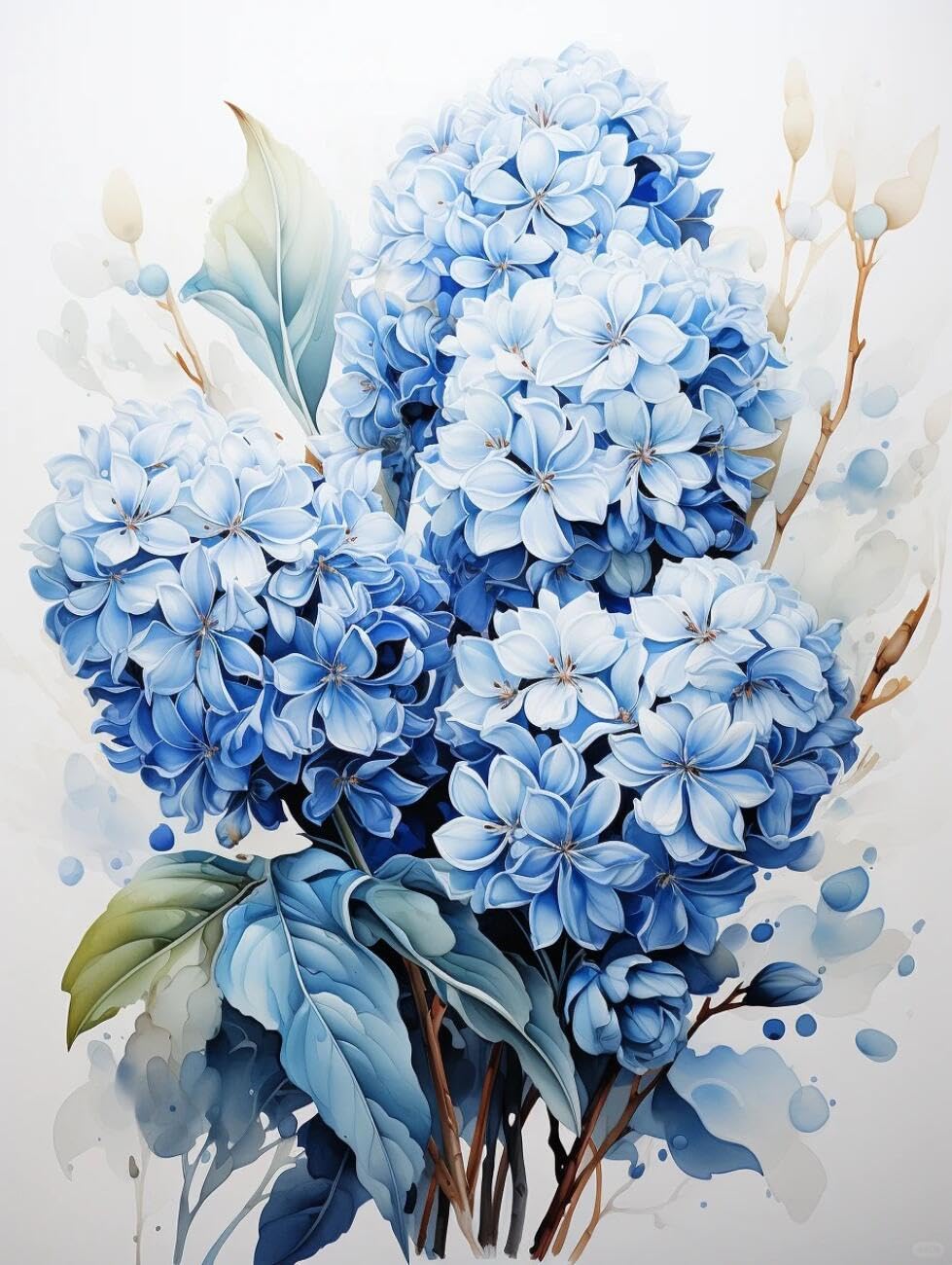 RKFLGEW Flowers 14CT Cross-Stitch Counted Kits Blue Hyacinth Preprinted Fabric Cross Stitch DIY Art Needlecrafts Embroidery Kits for Adults Beginners 40x50cm