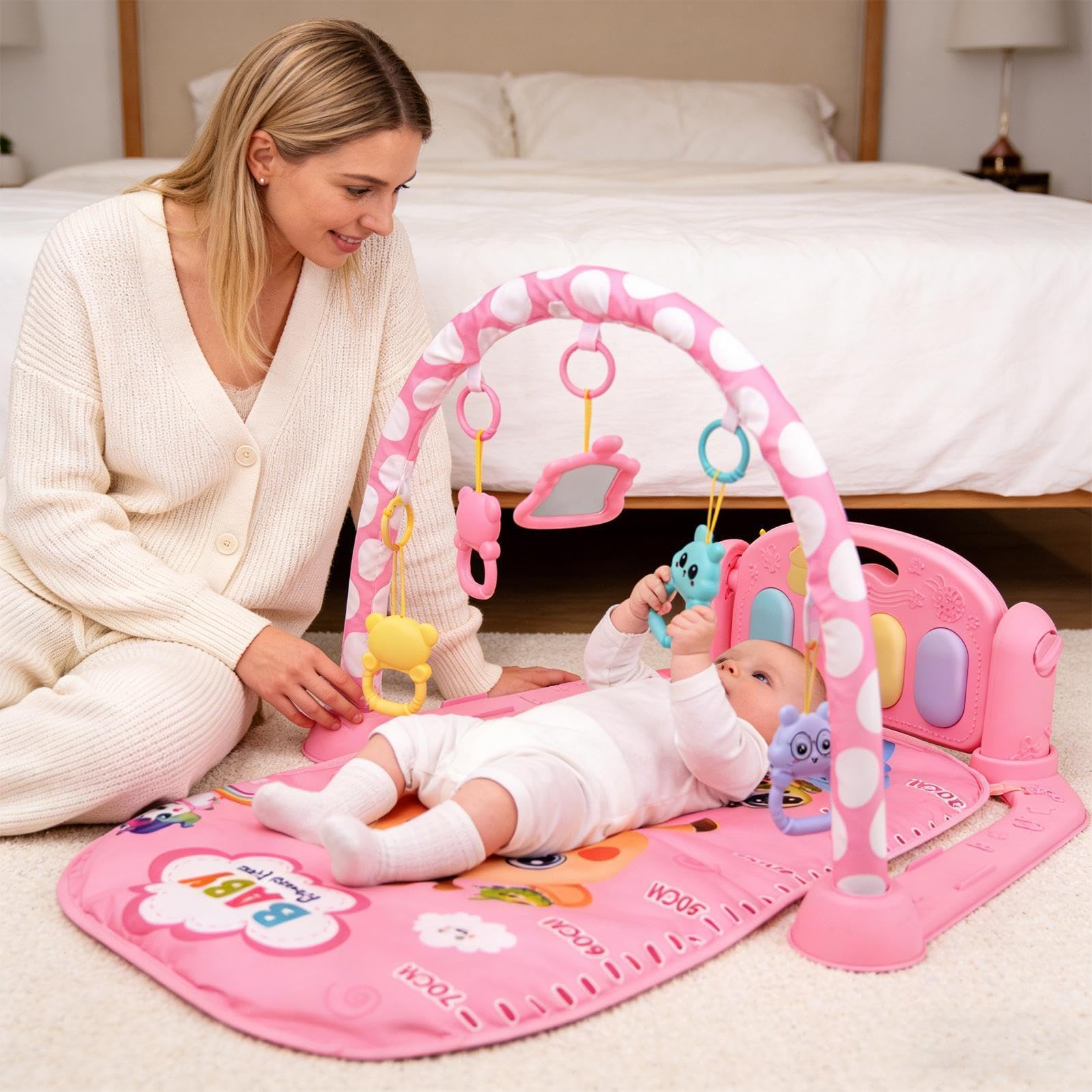 Alfombra para Patada y Juego Ajustable con Luz y Música | Alfombra Infantil con Gimnasio de Actividad y Juego en Suelo para Salón, Dormitorio, Cuarto de Bebé, Guardería,