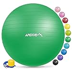 APEXUP Yoga Ball Exercise Ball, Anti Slip Stability Ball Chair, Heavy Duty Large Gym Ball for Fitness, Balance, Core Workout and Physical Therapy (M (19~22) 55cm, Dark Green)