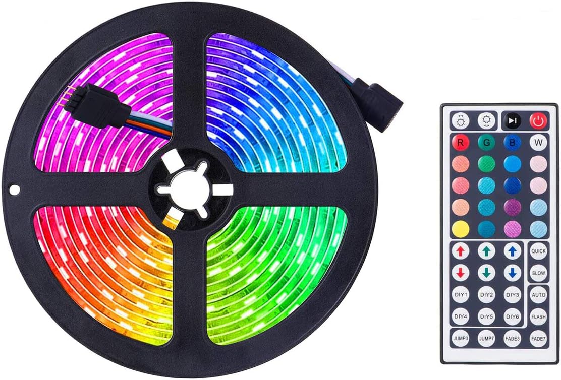 AIJIAER LED Strip Lights, LED Strip Colour Changing LED Fairy,RGB Light Strip Set with Remote Control Ideal for Room, Home, Kitchen, Parties (5m)
