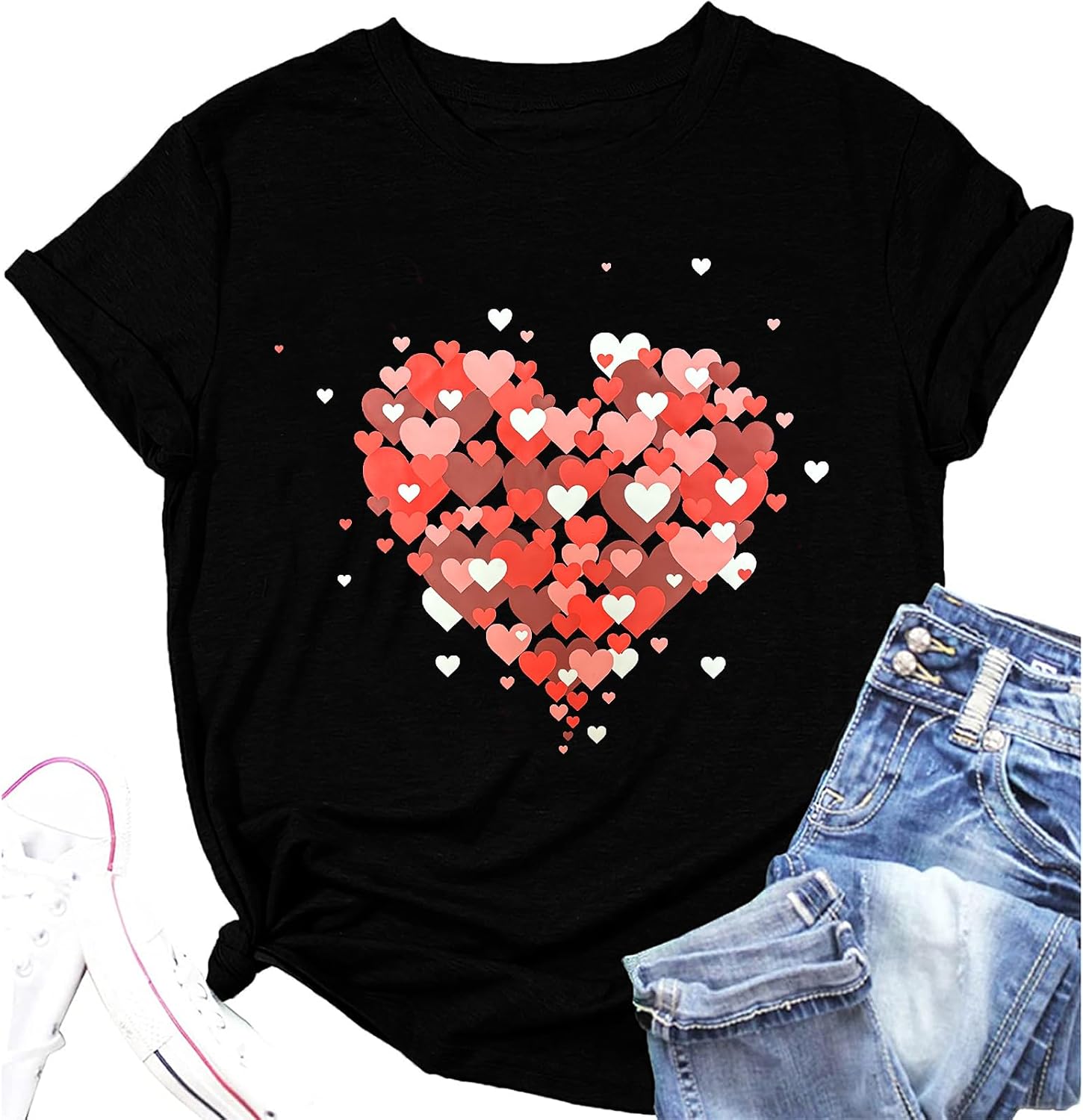 Women's Valentine Shirts Love Heart Suger Graphic Tees Cute Short Sleeve Couple Tops