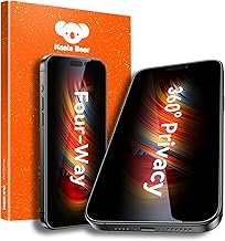 Koala Bear 360° True Privacy Tempered Glass Screen Protector Guard for iPhone 16 Pro Max, 4-Way Anti-Spy, 9H Hardness, Easy Installation - 6.9"