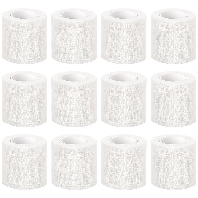 12 Pieces Self Adhesive Bandage Wrap Tape Stretch Self Adherent Cohesive Toe Tape for Sports Wrist Ankle 5