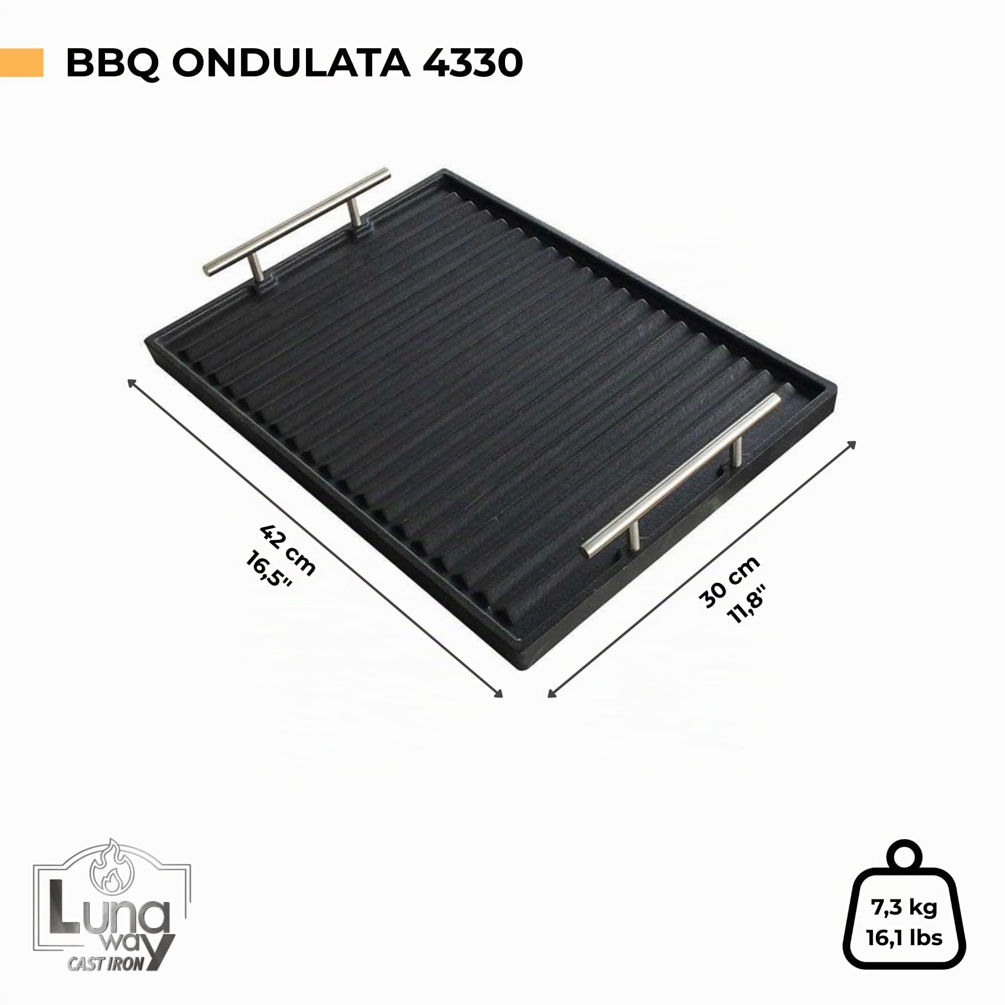 42 x 30 cm -Bistecchiera in Ghisa Doppia Smaltatura per BBQ e Camini | Uso su Fuoco Aperto e Cucine, Facile Pulizia, Resistente all'esterno, Cottura Sanae senza grassi, Griglia smaltata di qualità