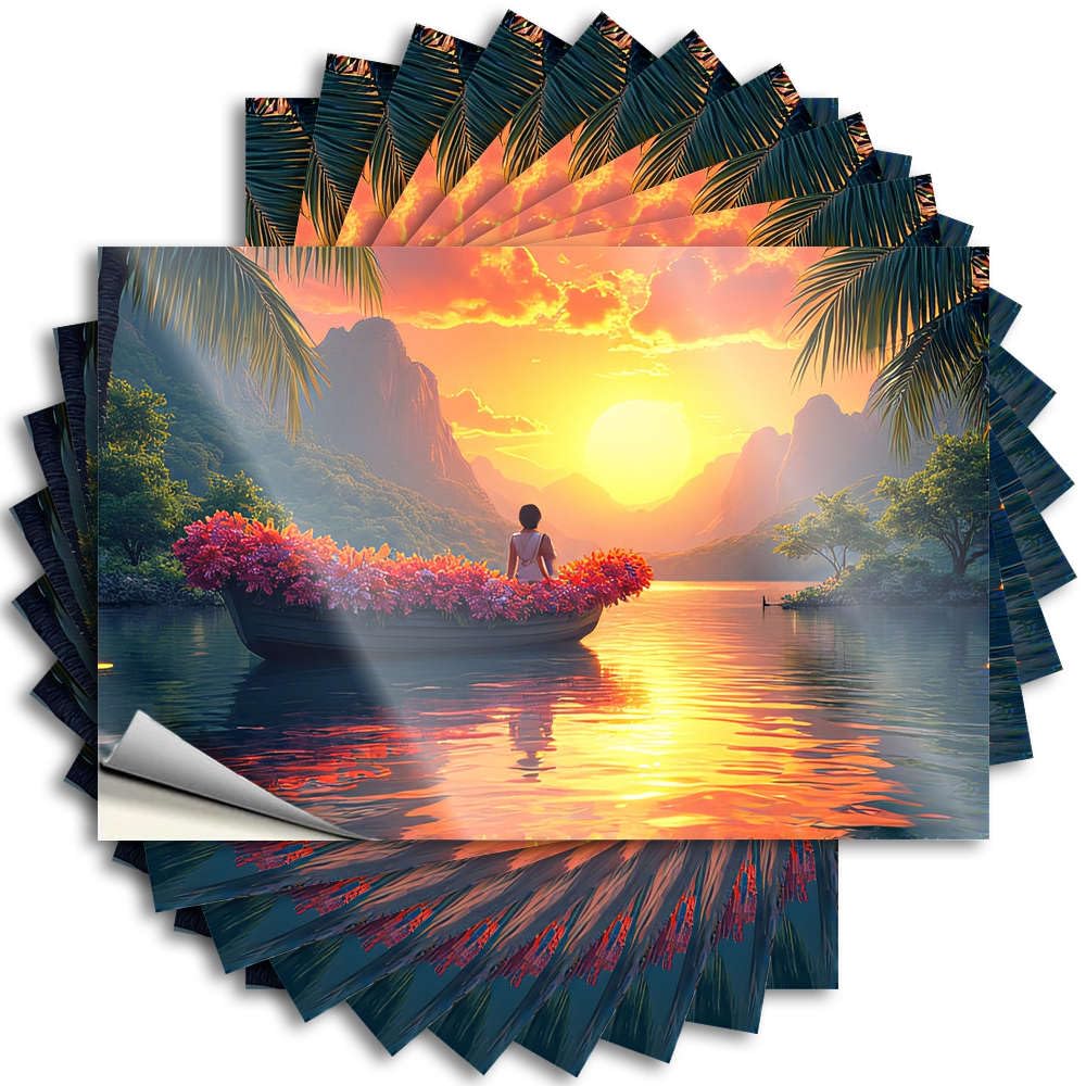 Funny Hat Decal | A Person Sits in A Boat Adorned with Flowers Funky Durable Vinyl Sticker Easy Apply for Summer(12X18CM)