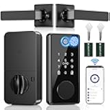 WiFi Fingerprint Smart Lock for Front Door - Keyless Entry Door Lock with Handle Set | No Bridge Required Electronic Digital Keypad Deadbolt with APP Control,Auto-Lock,USB-C Charging Port