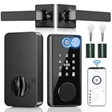 WiFi Fingerprint Smart Lock for Front Door - Keyless Entry Door Lock with Handle Set &vert; No Bridge Required Electronic Digital Keypad Deadbolt with APP Control&comma;Auto-Lock&comma;USB-C Charging Port