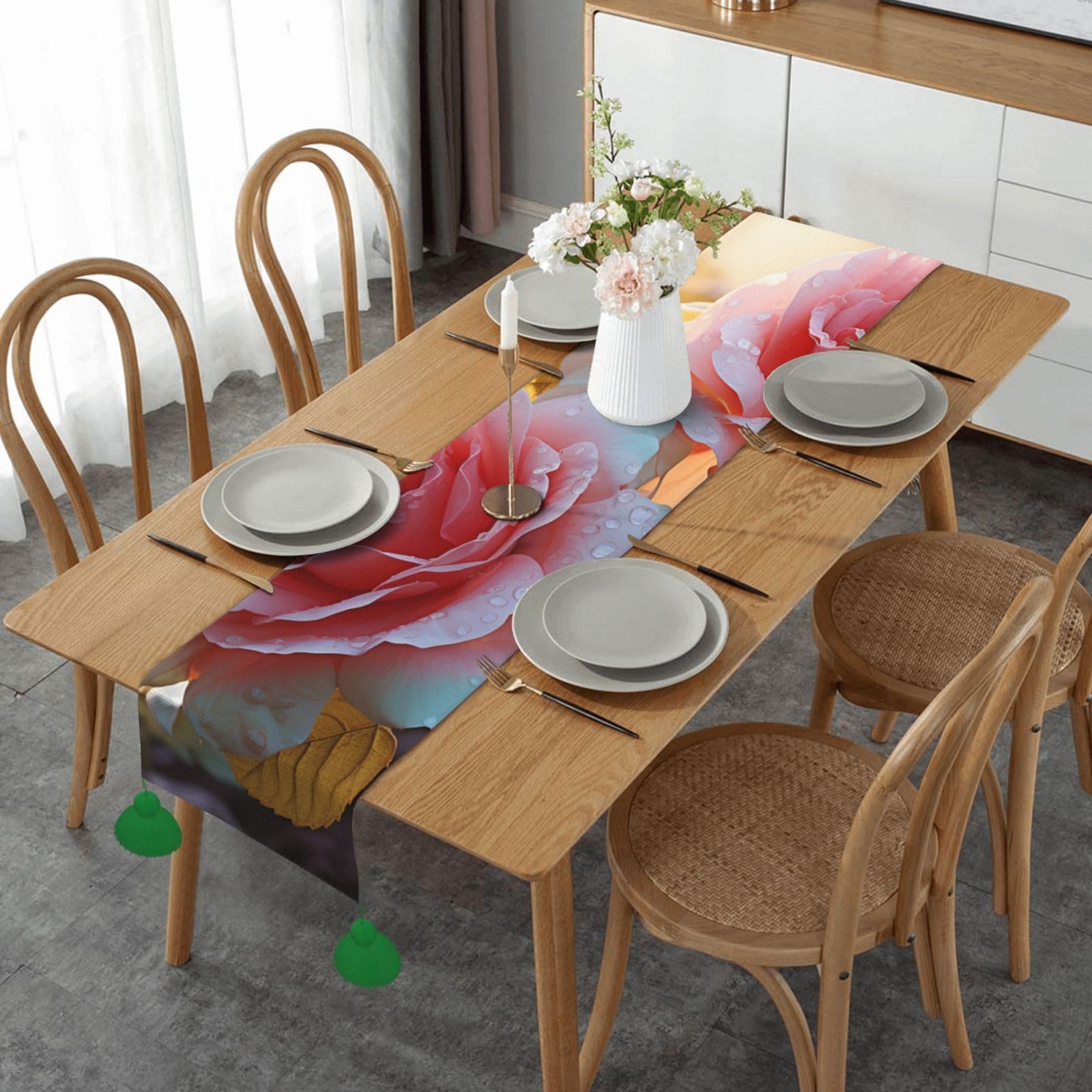 Chemin de table rustique à fleurs pour protéger et décorer votre mobilier