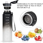 32 oz Water Bottle with Scale Marker, 1Liter Large Capacity Motivational Water Bottles BPA Free, Tritan Material, Flip Lid, Leakproof Security Lock for Fitness Gym Camping Cycling Traveling Office School (Gradient)