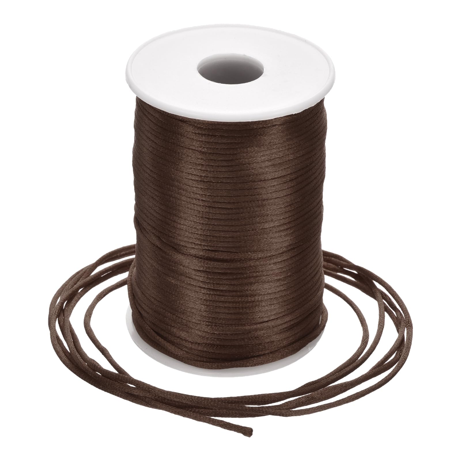 Rebower Nylon Satin Cord 2.5mm, 100m Nylon String for Bracelet Braided Thread [for Jewelry Making Necklace Chinese Knot Craft] - Coffee