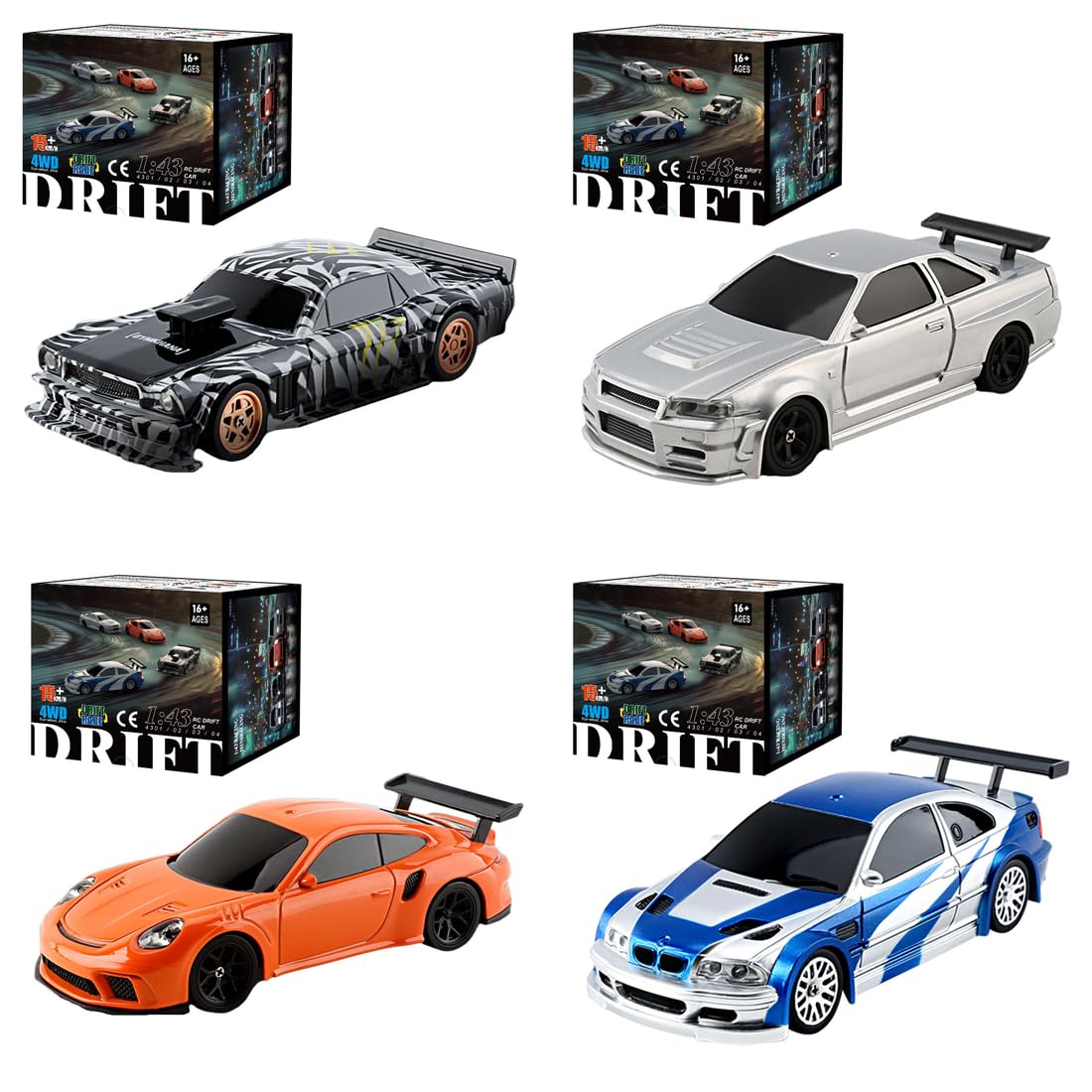 1:43 Skale Mini RC Drift Car 2,4 GHz sterowanie radiowe Mini Drift Race Car 15 km/h, wysoka prędkość, sport, samochód wyścigowy, żyroskop, zdalnie sterowany, zabawka samochodowa, prezent