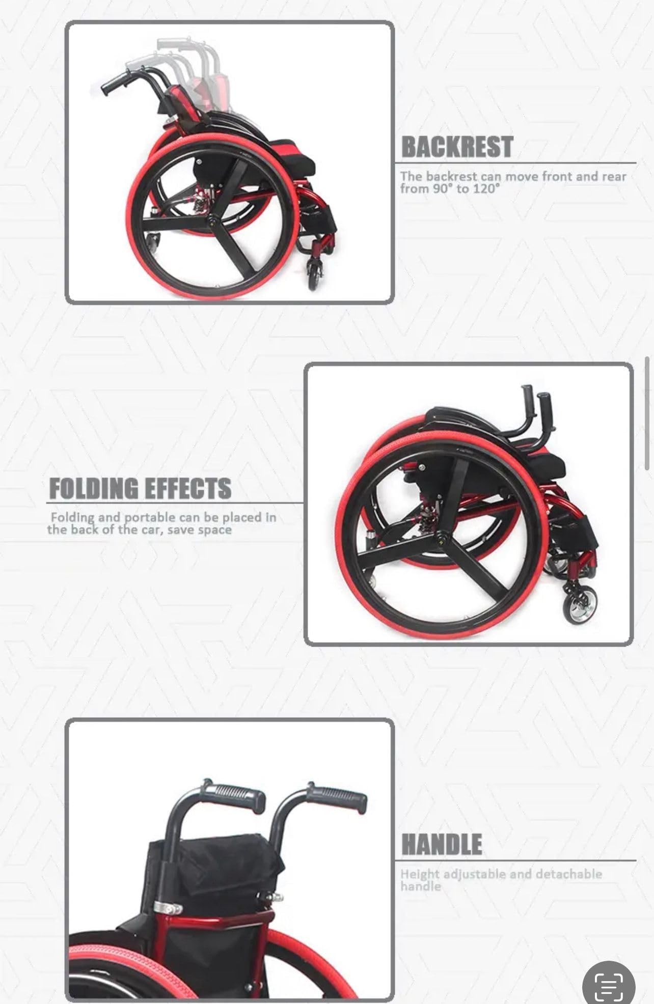 Silla de ruedas de rendimiento deportivo, manual, plegable, de aluminio, ultraligera, 13 kg, autopropulsada, 44 cm de ancho del asiento
