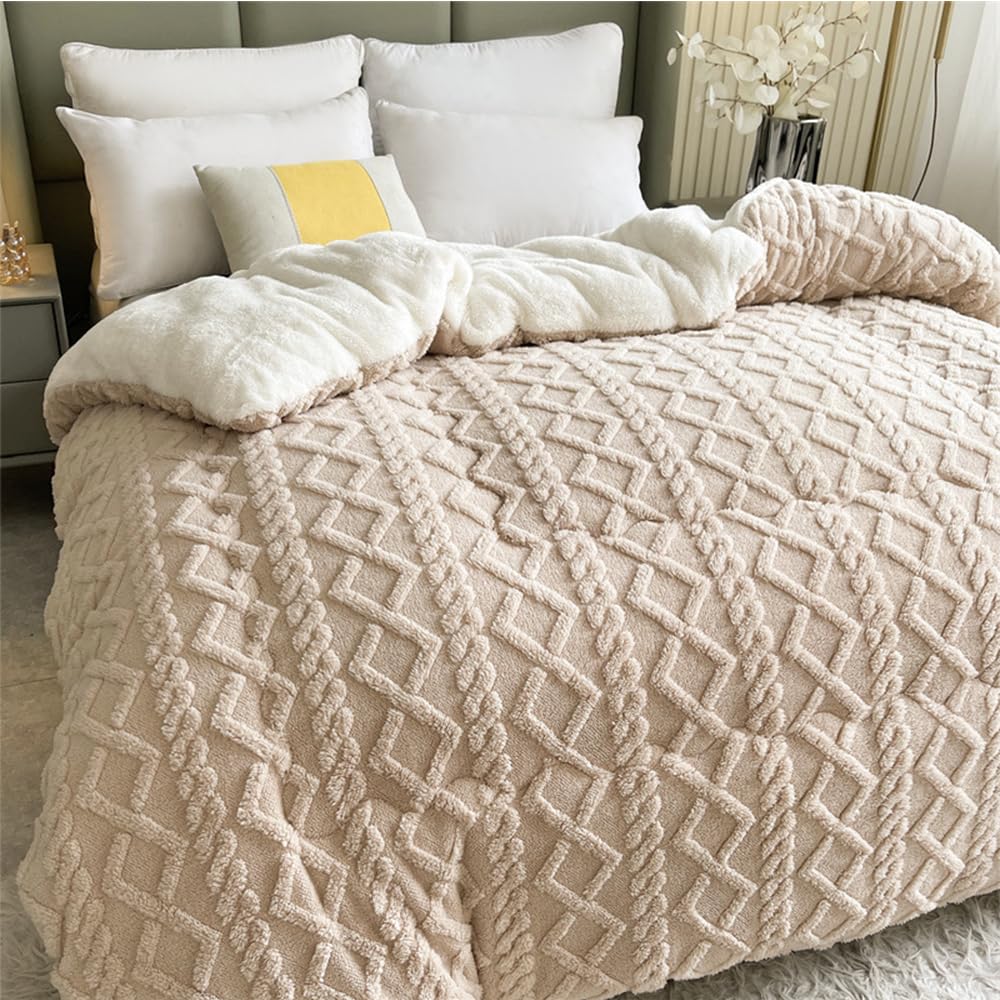 Dekbed/quilts, donzen dekbed, warm lamswollen dekbed, dubbelzijdig fluwelen dekbeddeken verdikt warm herfst lente pluche dekbed kern wasbaar geschenkdekbed,E,200x230cm(5kg