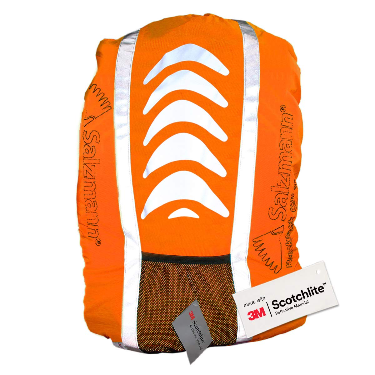 Salzmann Coprizaino Rifrangente Per Zaini - Impermeabile E Antipioggia Ad Alta Visibilità - Realizzato Con 3M Scotchlite-image