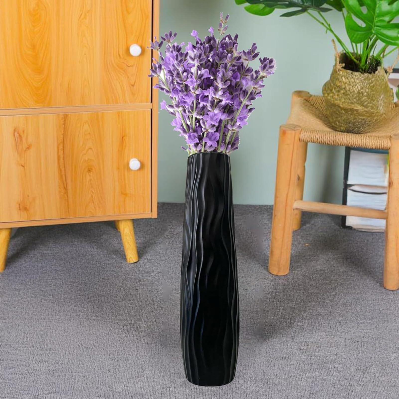 Jarrones Altos Para El Suelo Centro De Mesa Con Relieve 3D Para El Suelo | Jarrón de Pie Moderno para Hogar y Sala de Estar y Dormitorio y Comedor y Entrada y Boda y y Oficina y Hotel