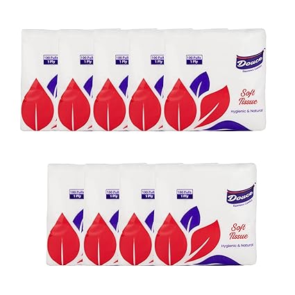 Douce Professional tissue paper napkins for house parties, dining table & car napkin, soft comfort touch, disposable tissues napkins,Size: 30 x 30 cm 1 ply 100 pulls, Pack of Nine