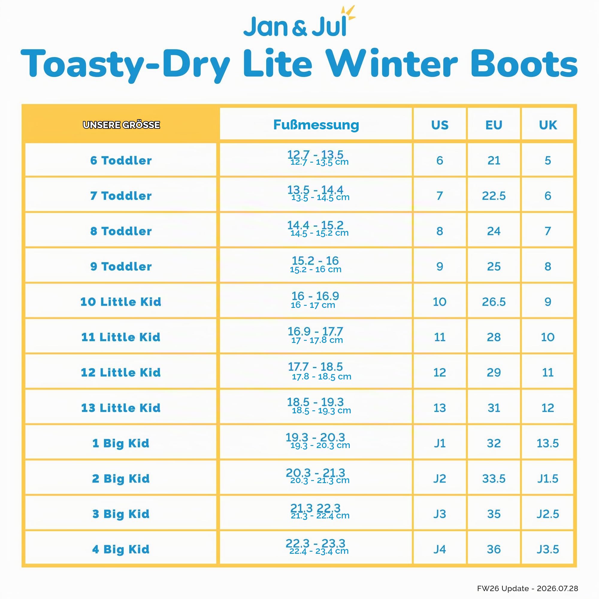 JAN & JUL Wasserdichte Stiefel, Größe Kinder