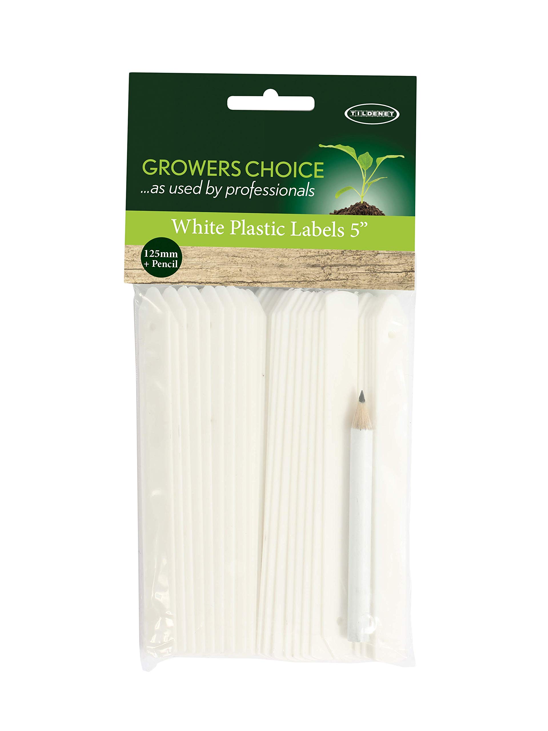 Bosmere Tildenet 125mm/ 5-inch Plastic Labels with Pencil - White