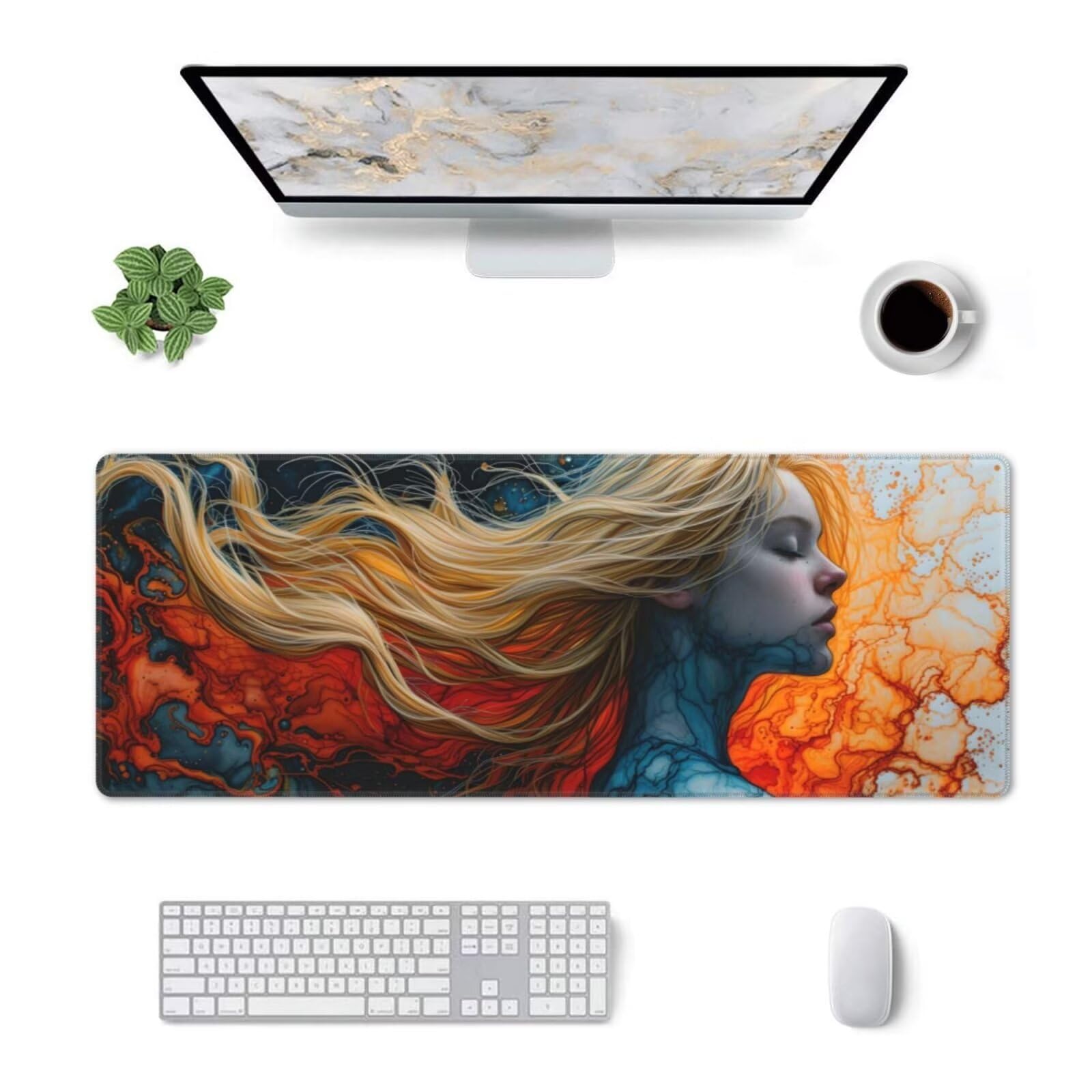 Tappetino Mouse, Tappetino Mouse Gaming Grande XXL 1500x800x3mm Tappetino Scrivania Mouse Pad, Base in Gomma Antiscivolo, Bordi Cuciti,Lavabile, Mousepad per Ufficio e Gaming (bellezza) R-498