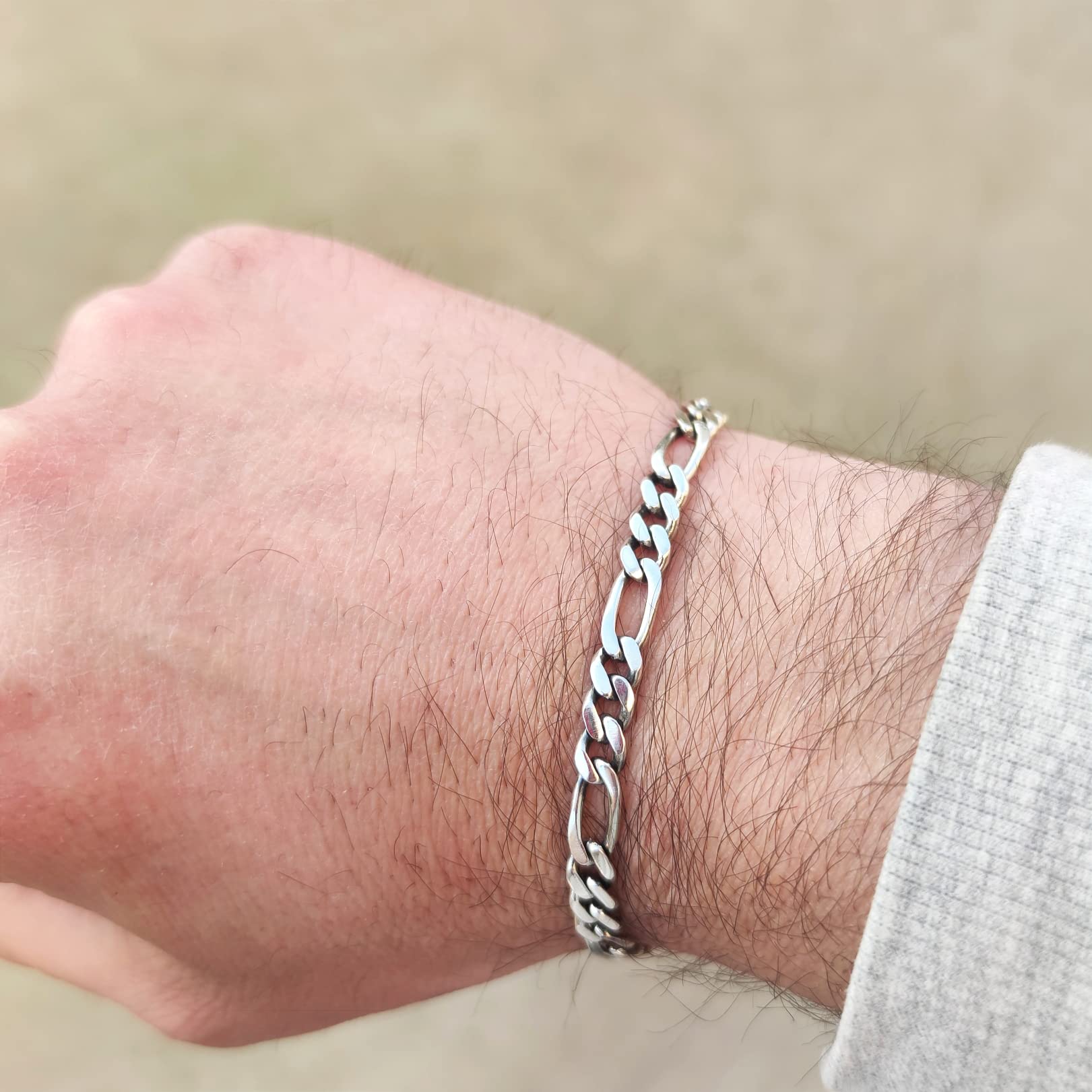 Pulsera Clásica de Plata 925 con Cadena Cubana para Hombre/Niño - ancho 5 mm - largo 18 19 20 21 22 cm. Made in Italy joya artesanal