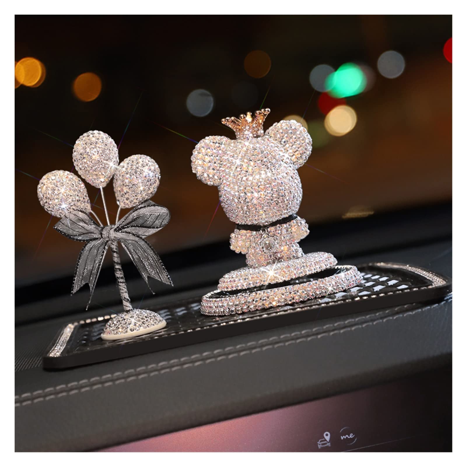 Niedliche Cartoon Bär Diamantauto Ornament Feste Lufterfrischer Auto Dashboard Innendekoration Crystal Car Parfüm Aufkleber (Color Name : Ab White Sets)