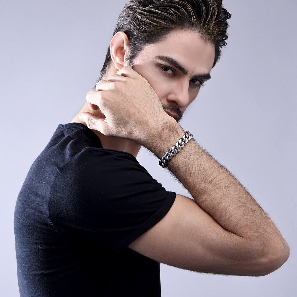 PROSTEEL Stainless Steel Bracelet for Men Women, Stylish Cuban Link Bracelets, Black/18K Gold Plated, W:4.8mm/6mm/10mm/14mm, L:19cm/21cm, Come Box - Image 2