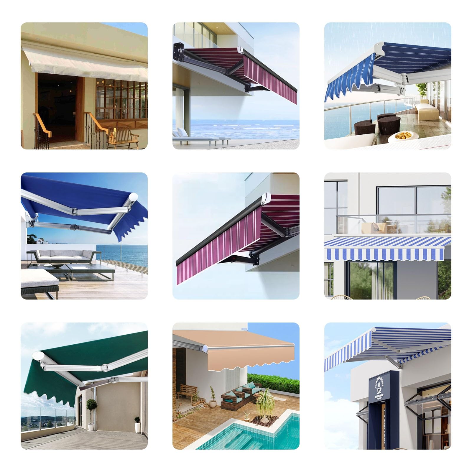 Tessuto di ricambio per patio, adatto per 20,2 m, 3,4 cm, 3,4 cm, 40,6 cm, 40,6 cm, 40,6 cm, vinile poliestere resistente alle intemperie, per cortile, terrazza, balcone (senza e) (A 3,4 x 1,5 m)