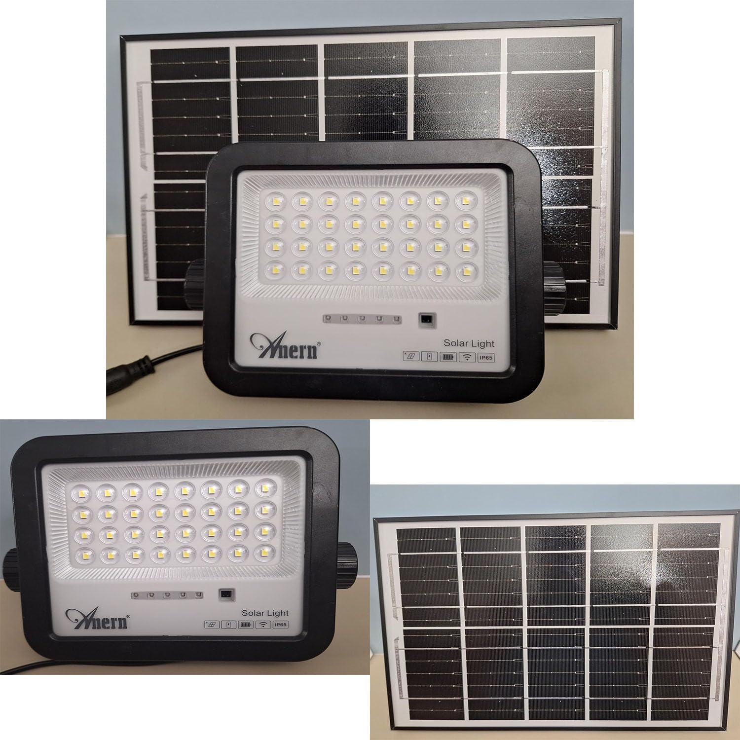 Anern Outdoor Solar Flood Light, 6500K Bright White Floodlights, IP65 Waterproof Solar Power Security Light, Dusk to Dawn with Remote Control for Yard, Garden, Shed, Barn, Porch