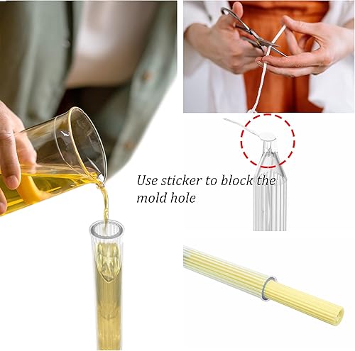 Miniatura 4 de MILIVIXAY Molde de vela de pilar de 10 pulgadas, mecha de 30 pies, 25 selladores de molde y 1 clip de mecha incluido.