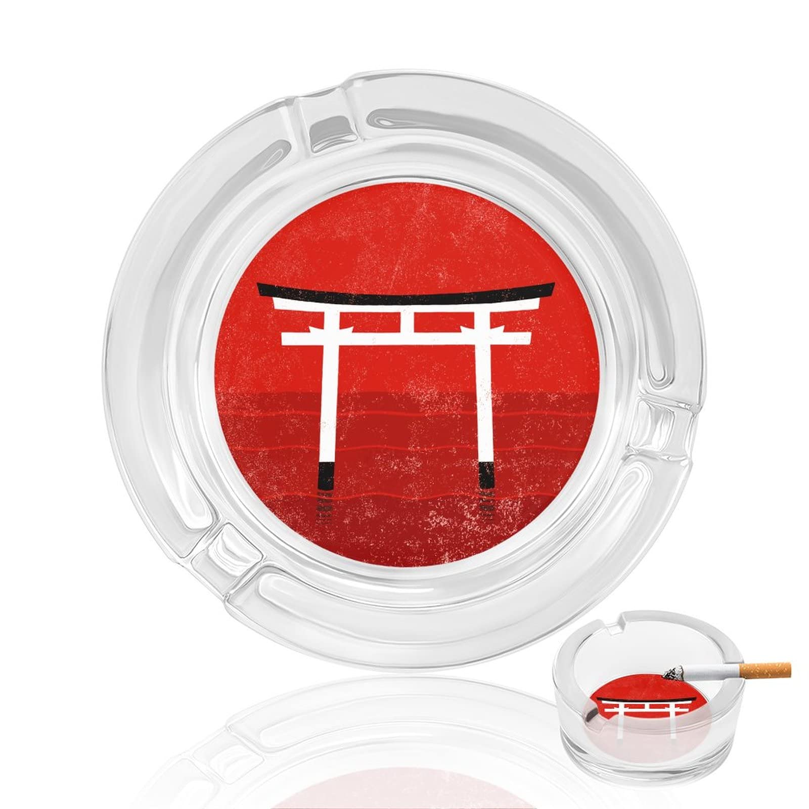 Amazon.co.jp: 日本 国旗 日の丸 旗 灰皿 ガラス灰皿 卓上灰皿 丸型