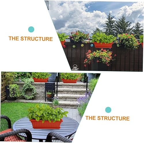 Miniatura 8 de Maceta rectangular de plástico para plantas de interior, jardinería, macetas de metal, macetas de cactus con bandeja, cuenco para suculentas, para