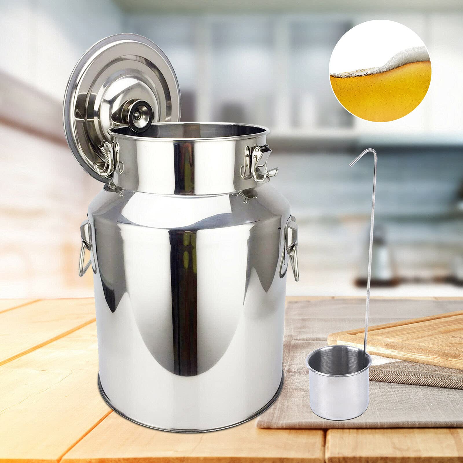 Fermenteur en acier inoxydable - 18 l - Portable - Pour le stockage du lait, de l'eau, du riz.
