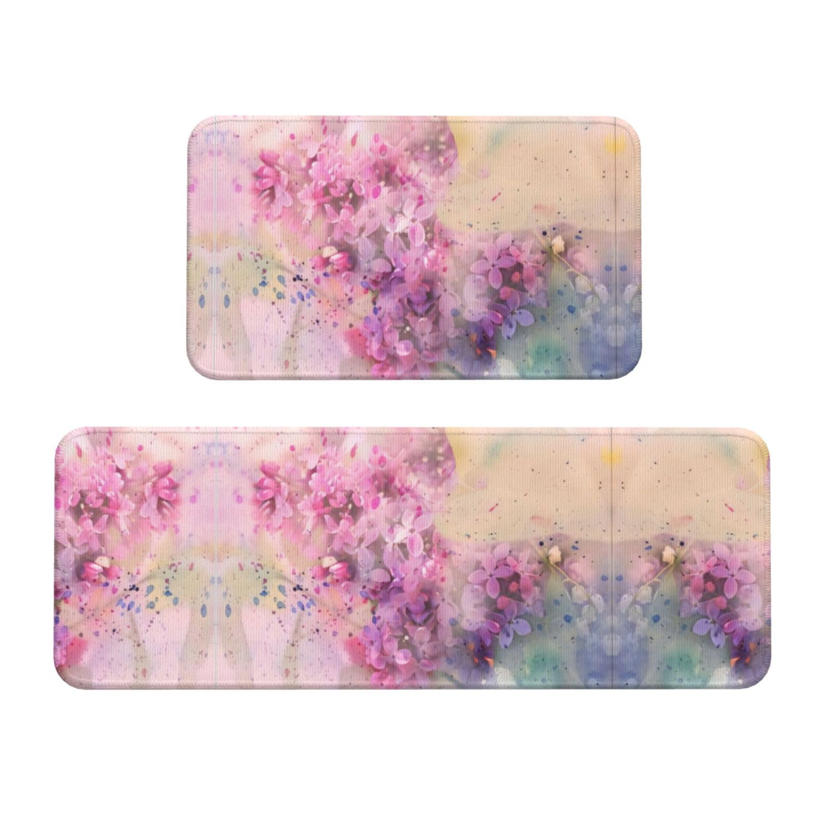 Alfombrillas de cocina con flores lilas para dar vida y color a tu fregadero