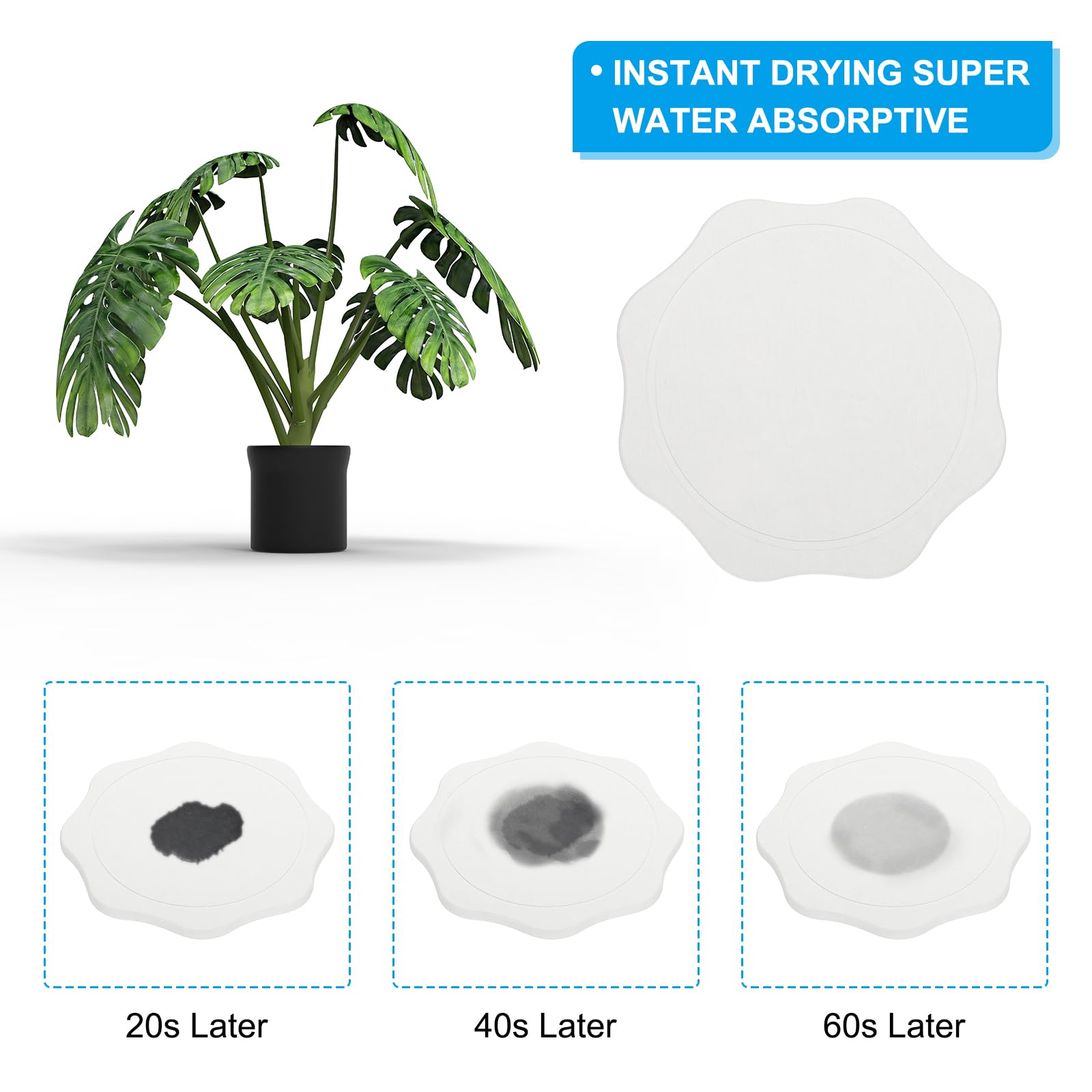PATIKIL Flower Diatomite Drink Coasters 8Inch - Image 3