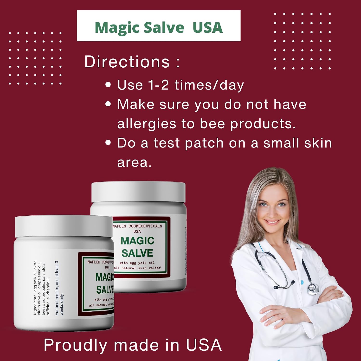 Magic Salve, Boils, Abscesses, Hidradenitis Suppurativa Cream Anal Fissures Wound Care Effective for Painful, Irritated, Infected, Open, Dry Cracked Skin Advanced Relief with Egg Yolk Oil Made in USA