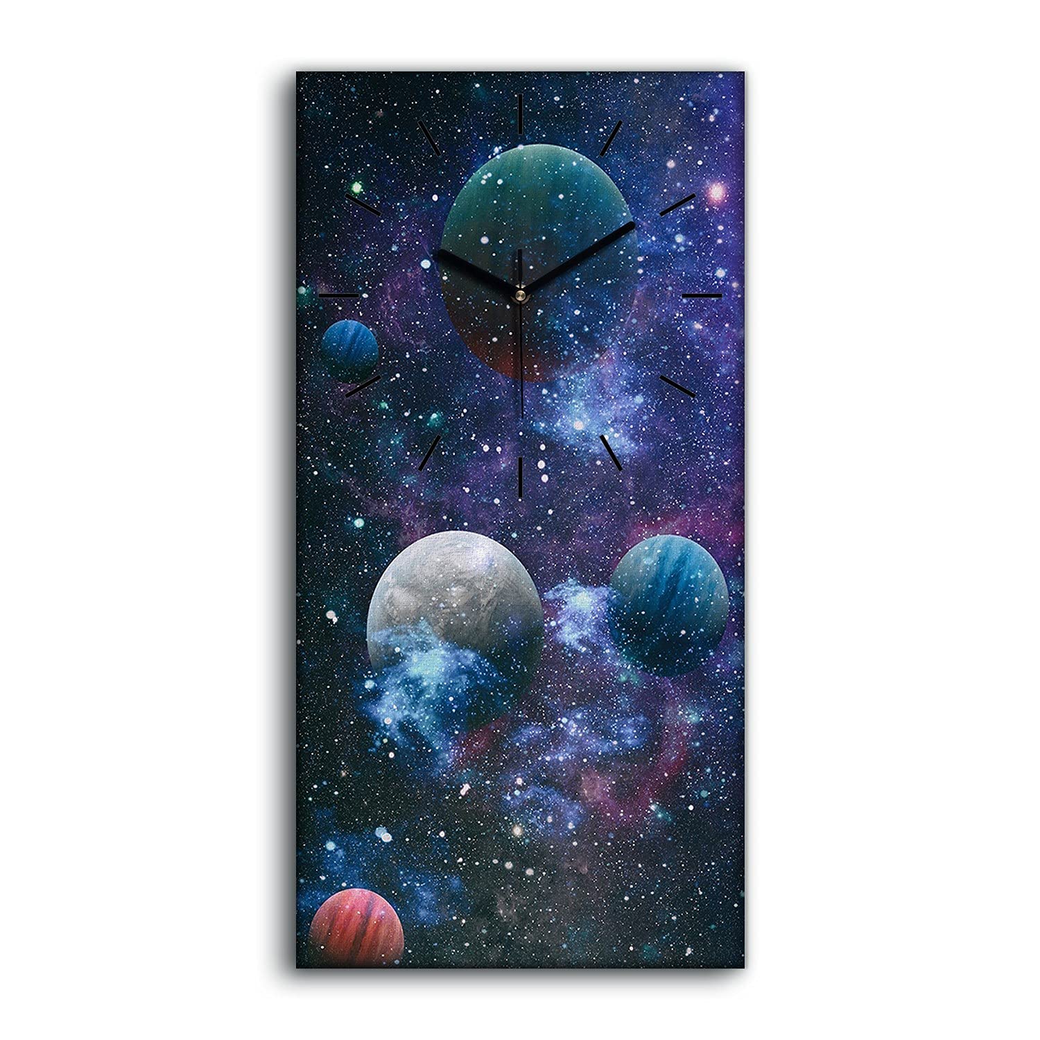 Horloge sur Toile Univers pour Salon et Chambre Cadre Mural Silencieux 30x60